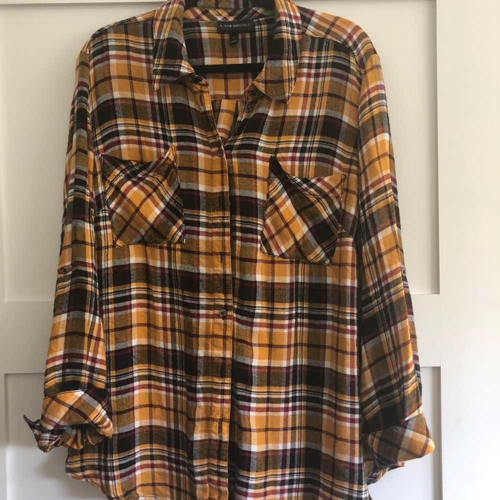 Lane Bryant plaid button down top